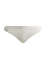 Low-rise thong in stretch jersey with logo waistband, White