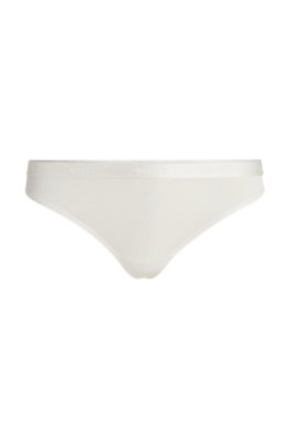 Stretch-jersey thong with logo waistband