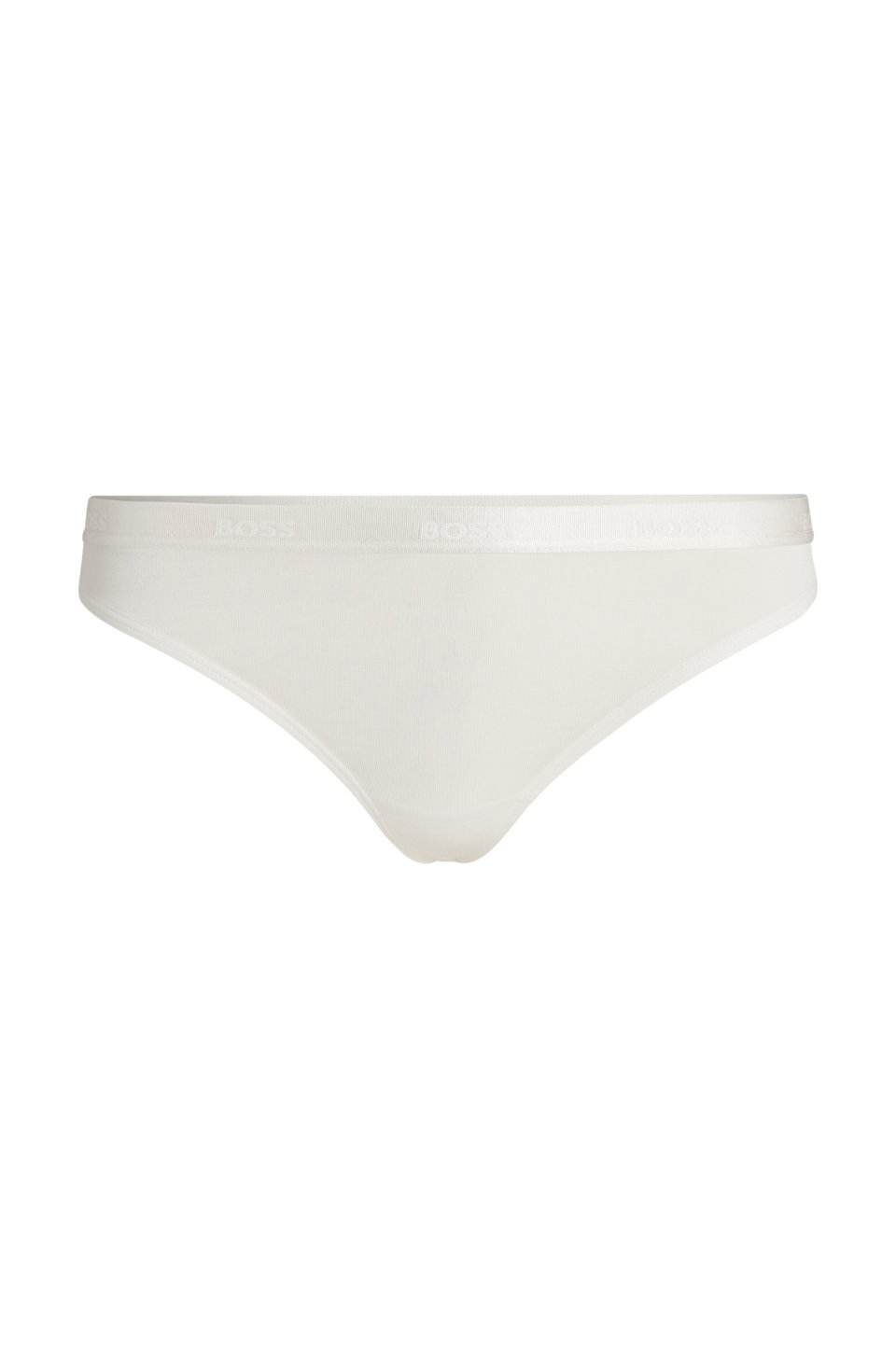 Stretch-jersey thong with logo waistband