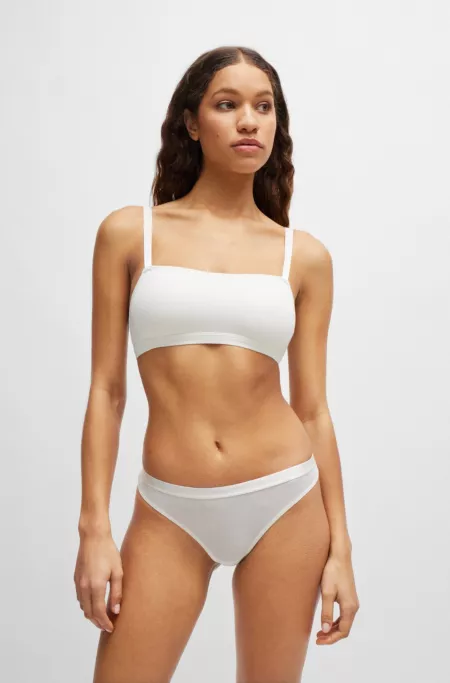 Low-rise thong in stretch jersey with logo waistband