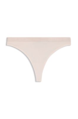 Stretch-jersey thong with logo waistband, light pink
