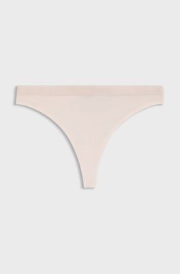 Stretch-jersey thong with logo waistband, light pink