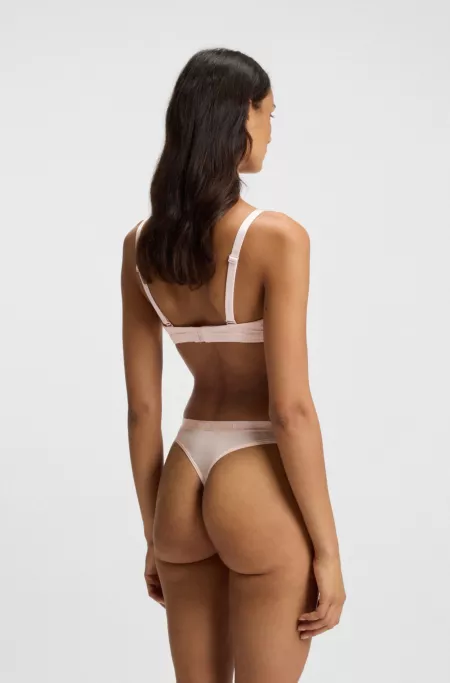Stretch-jersey thong with logo waistband