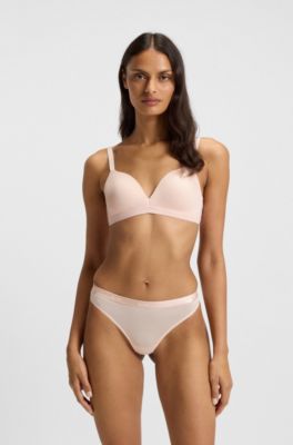 Stretch-jersey thong with logo waistband, light pink