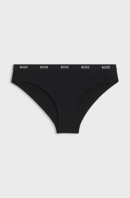 Slip van stretchjersey met logotailleband, Zwart