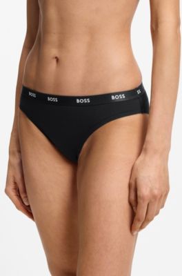 Slip van stretchjersey met logotailleband, Zwart