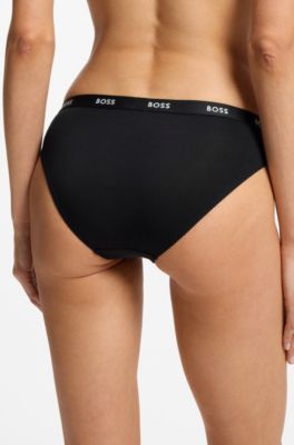 Slip van stretchjersey met logotailleband, Zwart