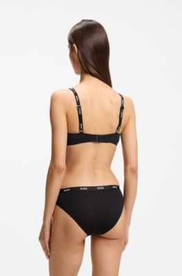 Slip van stretchjersey met logotailleband, Zwart