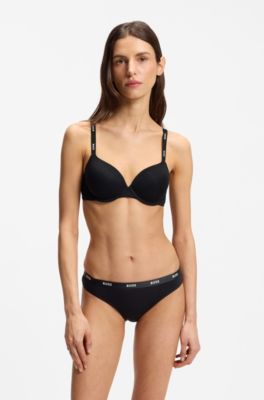 Slip van stretchjersey met logotailleband, Zwart