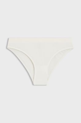 Stretch-jersey briefs with logo waistband, Natural