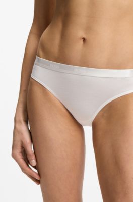 Stretch-jersey briefs with logo waistband, Natural