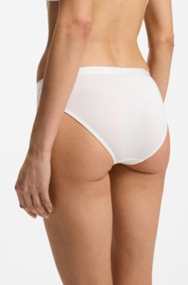 Stretch-jersey briefs with logo waistband, Natural