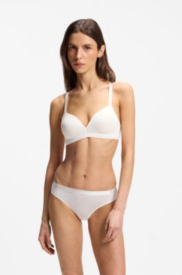 Stretch-jersey briefs with logo waistband, Natural
