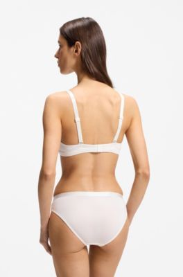 Stretch-jersey briefs with logo waistband, Natural