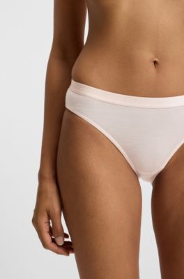Slip en jersey stretch avec taille logot&eacute;e, Rose clair