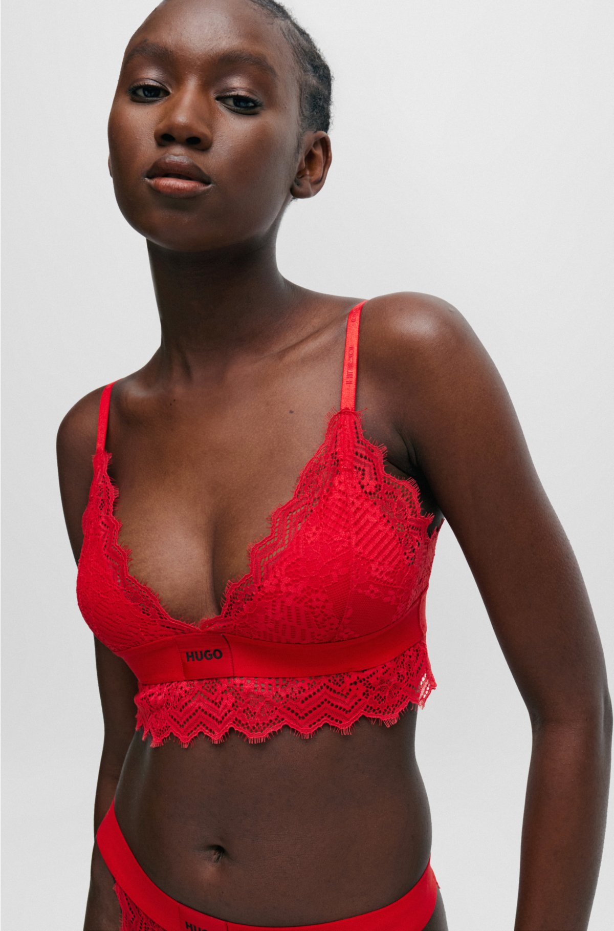 - with in triangle Padded lace label bra logo geometric HUGO