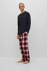 Cotton pyjama set with logo details - Gift set, Black / Red