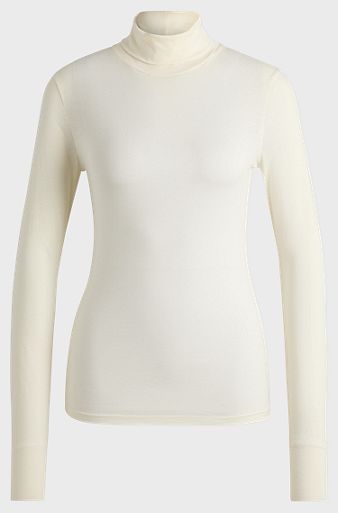 Slim-fit rollneck top in soft jersey, White
