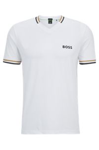 BOSS x Matteo Berrettini slim-fit T-shirt with signature stripes, White
