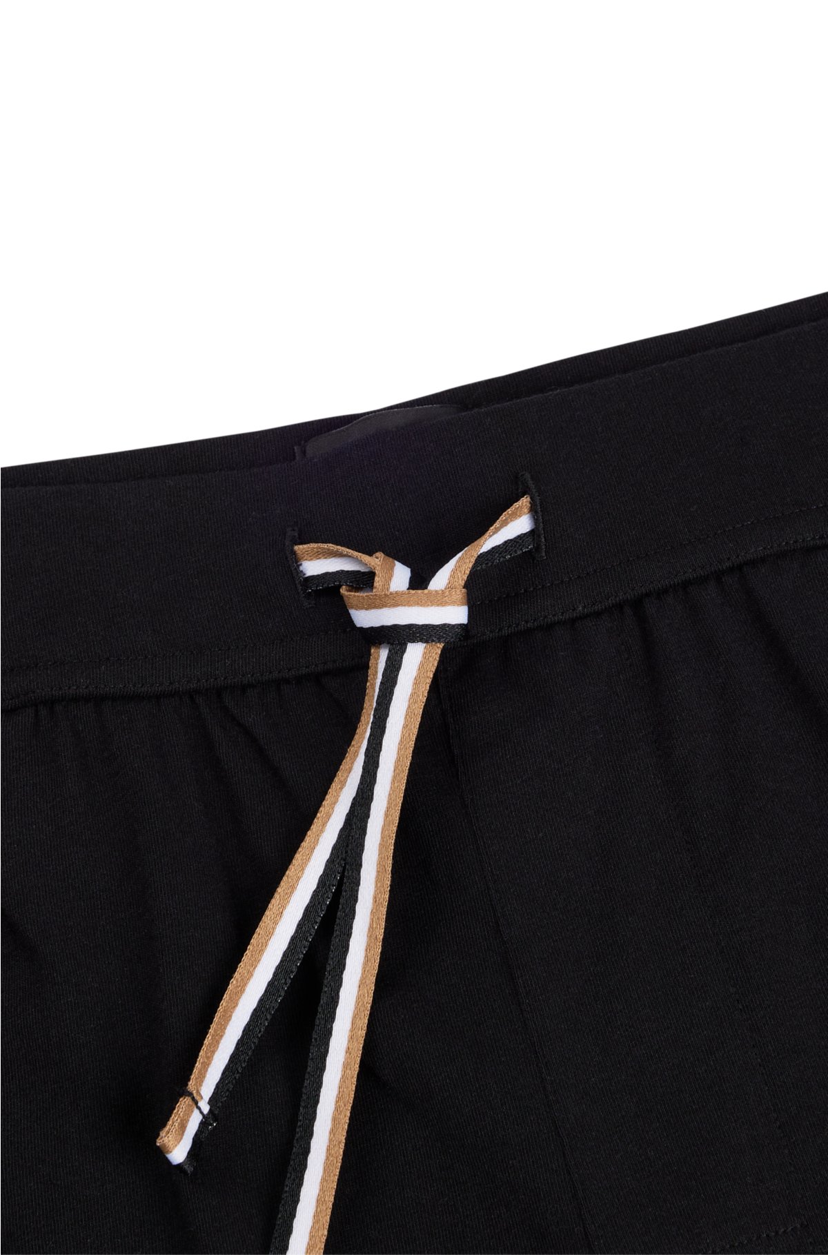 Stretch-cotton pyjama shorts with logo print, Black