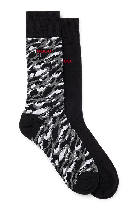 Two-pack of regular-length socks with logo detail, Black / Grey