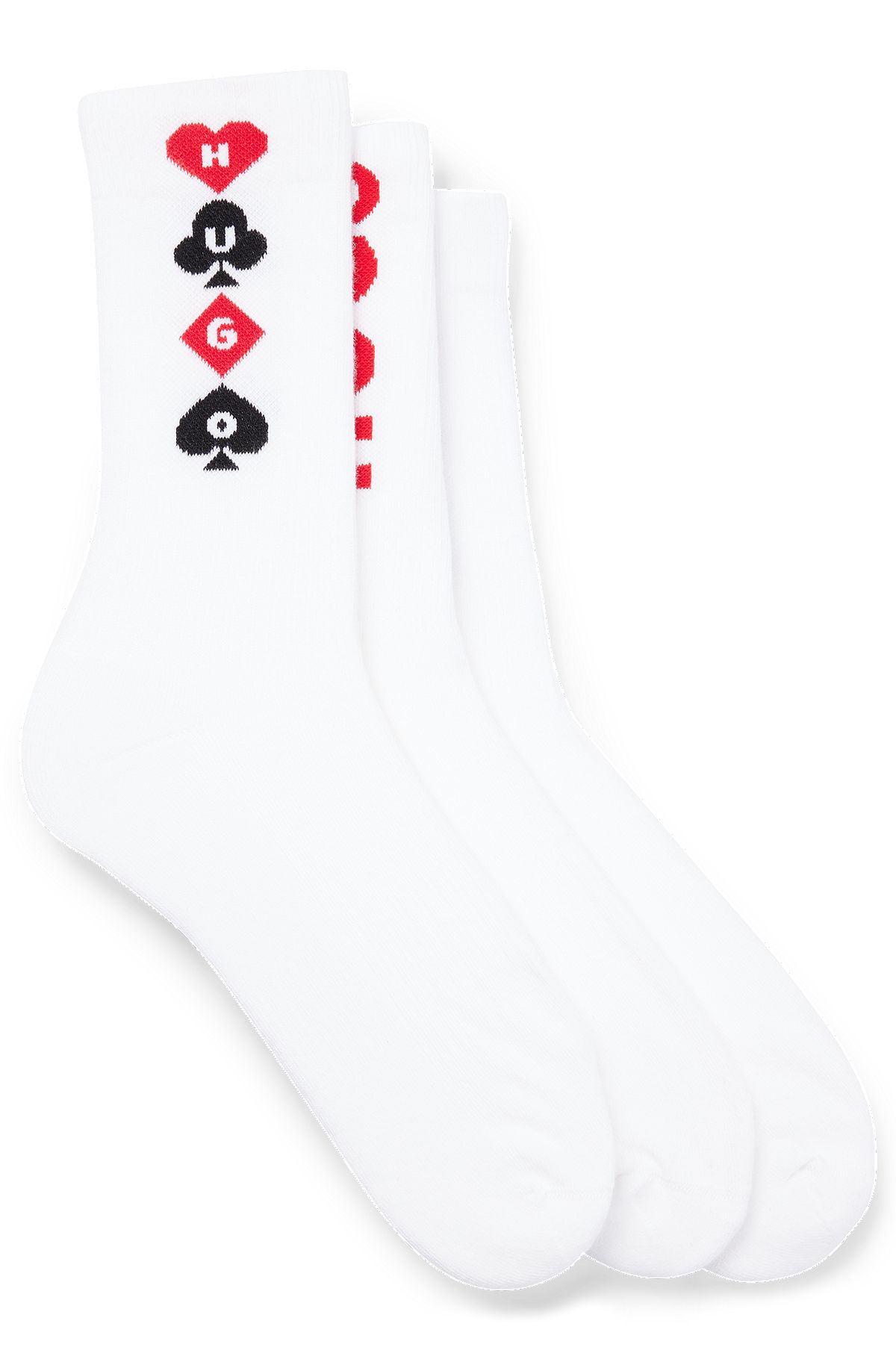 Kurze Socken mit Ripp-Struktur im Dreier-Pack, Weiß