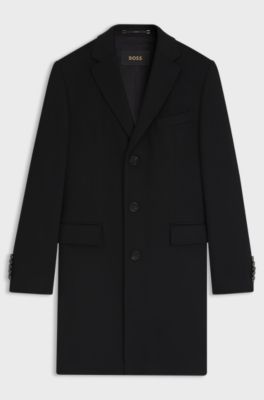 Slim-fit coat in cashmere, Black