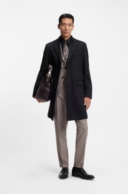Slim-fit coat in cashmere, Black