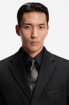 Slim-fit coat in cashmere, Black