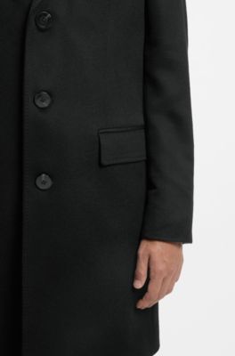 Slim-fit coat in cashmere, Black