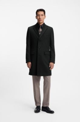 Slim-fit coat in cashmere, Black
