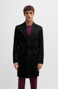 Slim-fit mantel van kasjmier, Zwart