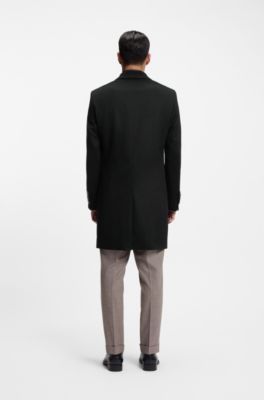 Slim-fit coat in cashmere, Black
