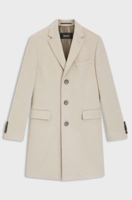 Abrigo slim fit de cashmere, Beige claro