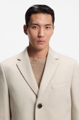 Slim-fit coat in cashmere, Light Beige