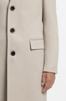 Slim-fit coat in cashmere, Light Beige