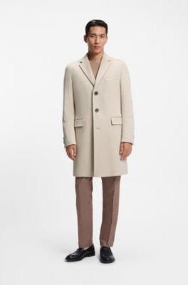Slim-fit coat in cashmere, Light Beige