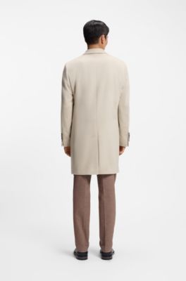 Slim-fit coat in cashmere, Light Beige