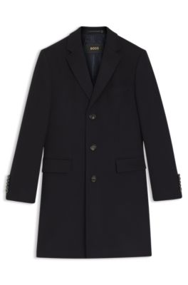 Cappotto slim fit in cashmere, Blu scuro