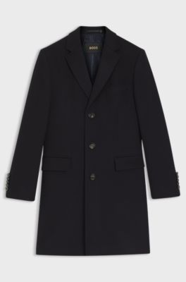 Slim-fit coat in cashmere, Dark Blue