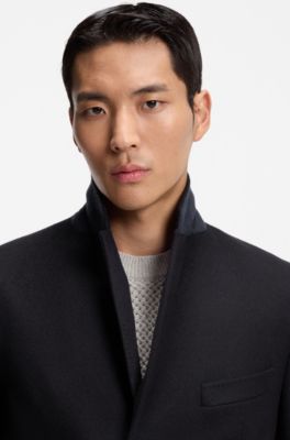 Slim-fit coat in cashmere, Dark Blue