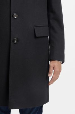 Slim-fit coat in cashmere, Dark Blue