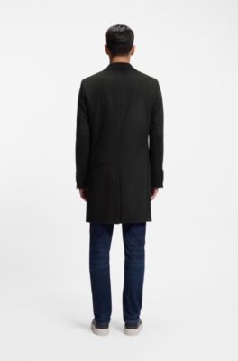 Cappotto slim fit in cashmere, Blu scuro