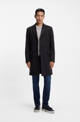 Slim-fit coat in cashmere, Dark Blue