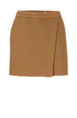 Wrap-front shorts in virgin-wool twill, Beige