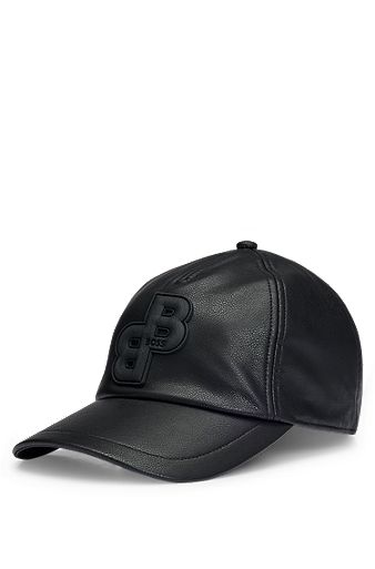 Twill cap with double monogram, Black
