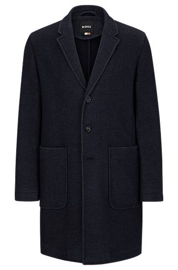 Slim-fit coat in a micro-patterned wool blend, Hugo boss