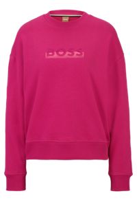 Relaxed-fit cotton-blend sweatshirt with logo detail, Dark pink