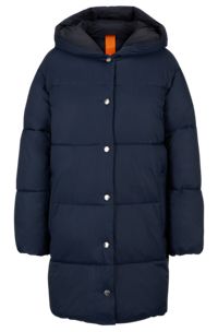 Oversized-fit puffer jacket with water-repellent finish, Dark Blue