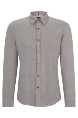 BOSS - Slim-fit shirt in washed cotton twill